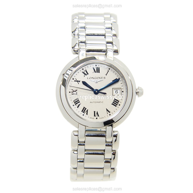 Longines Prima Luna Replica - Automatic - Steel Case, Silver Dial, Steel Strap - View 2