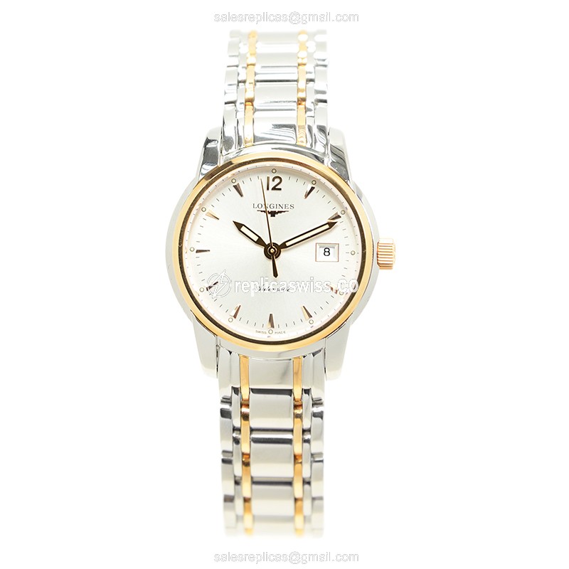 Longines SAINT IMIER Replica - Automatic - 18kt Rose Gold & Steel - Silver Dial - Clasp - View 2