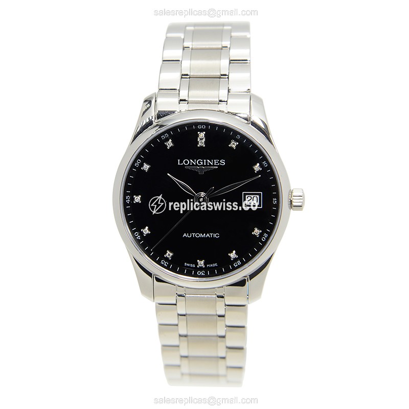 Longines L2.518.4.57.6 Replica - Automatic - Steel Case - Black Dial, Silver Clasp - View 2
