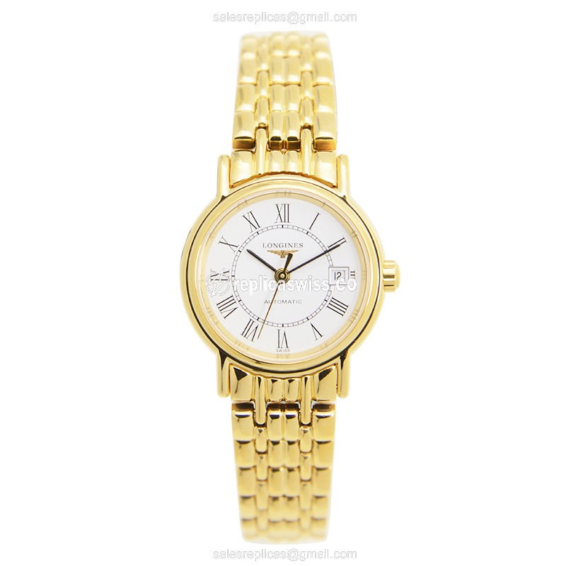 Longines Presence Automatic Replica - PVD Gold - White Dial - View 2