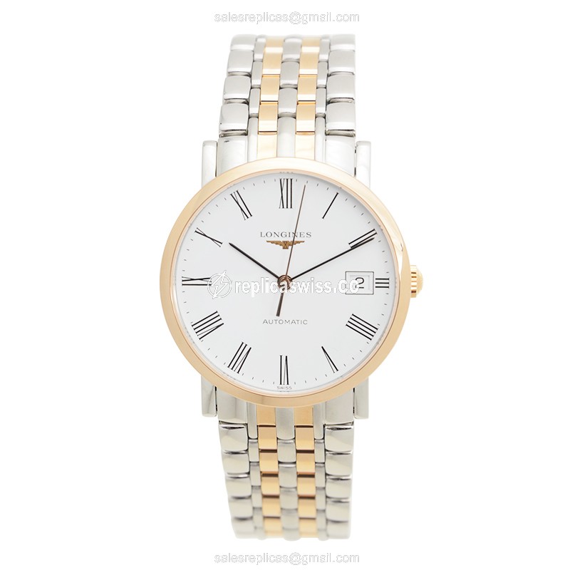 Longines ELEGANT - 18kt Rose Gold - Steel Case - White Dial - Automatic Movement - Silver Clasp - View 2