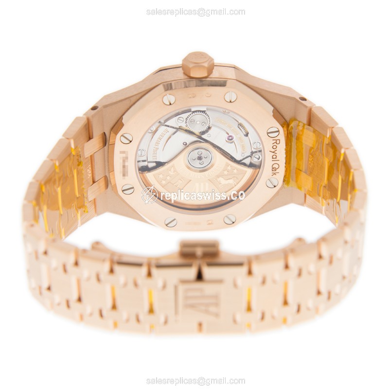 Audemars Piguet ROYAL OAK Replica - Automatic - 18kt Rose Gold Case - Gold Dial & Straps - View 4