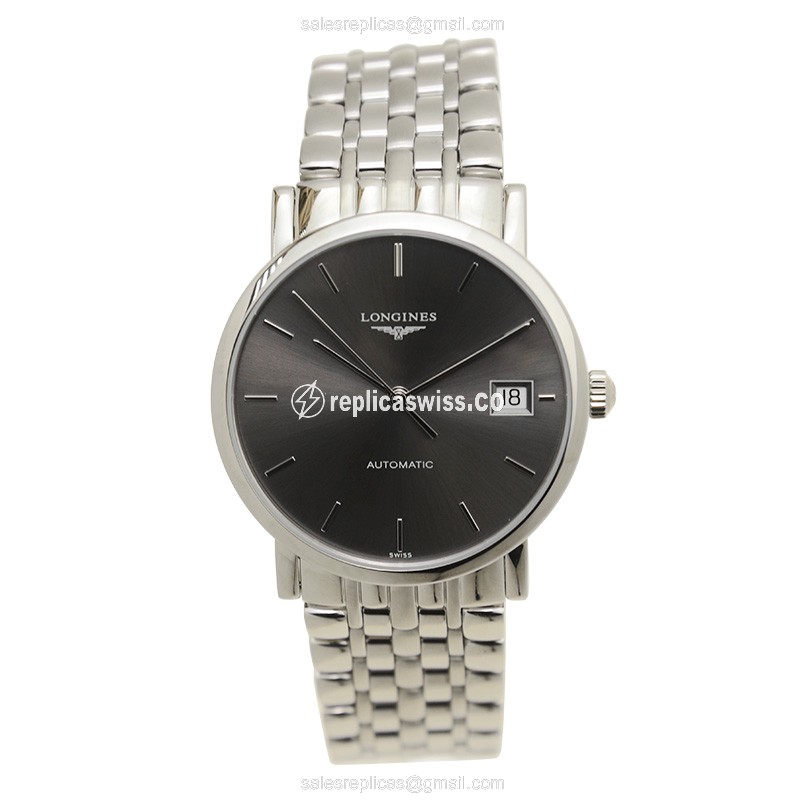 Longines ELEGANT Replica - Automatic - Steel - Dark Grey - Silver Clasp - View 2