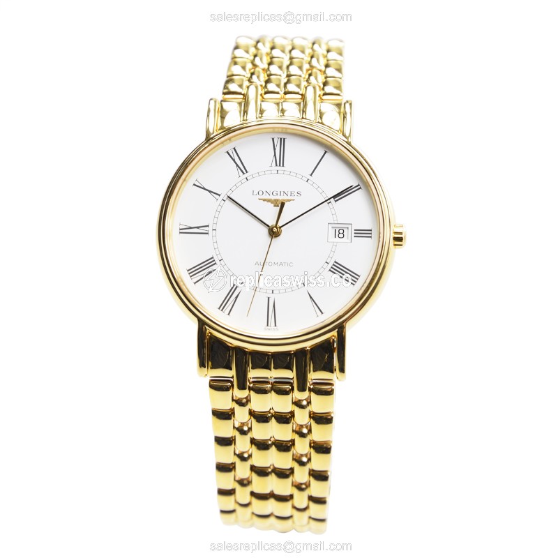 Longines Presence Replica - PVD Gold - White Dial | Automatic - View 2