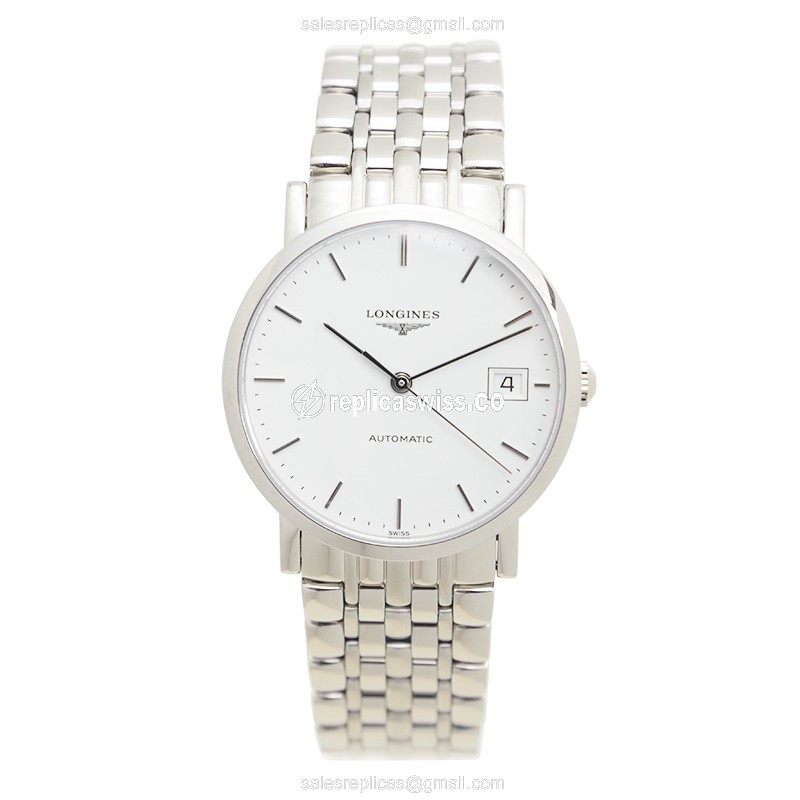 Longines L4.809.4.12.6 Replica - Automatic, White Dial on Silver Steel Clasp - View 2
