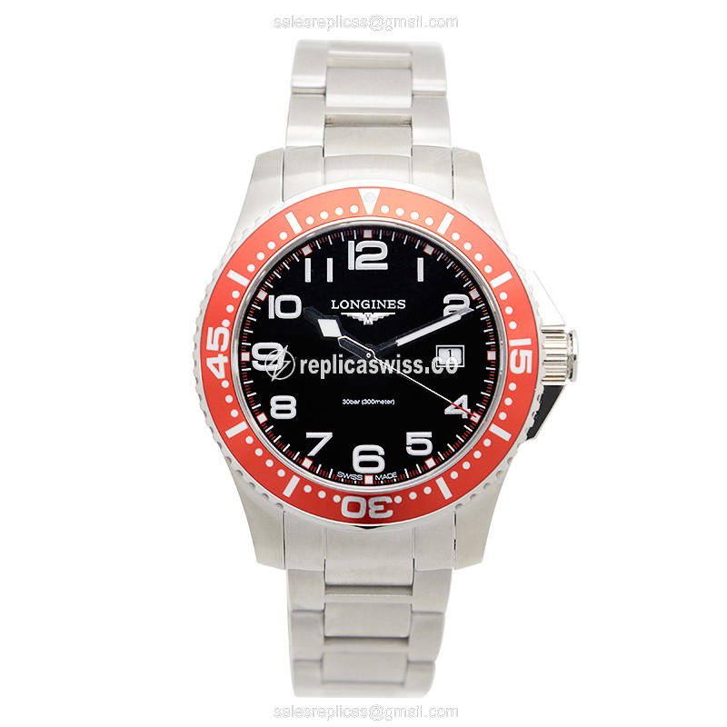 Longines CONQUEST Quartz - Black Dial - Stainless Steel Case, Silver Strap - View 2