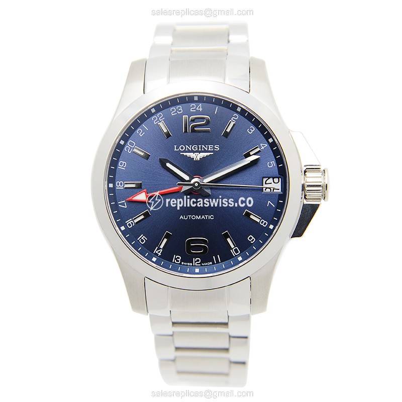 Longines CONQUEST Replica - Automatic - Steel Case - Blue Dial on Silver Strap - View 2