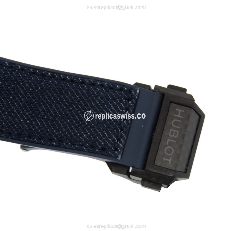 Hublot BIG BANG Replica - Automatic - Carbon Fiber - Blue Dial - Sapphire Crystal - Blue Strap - View 3