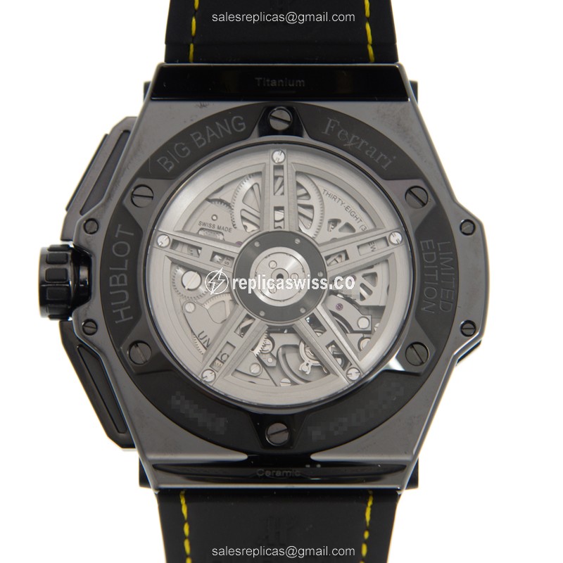 Hublot BIG BANG Replica - Automatic - Gray Dial - Ceramics Case - Black Cowhide Strap - View 3