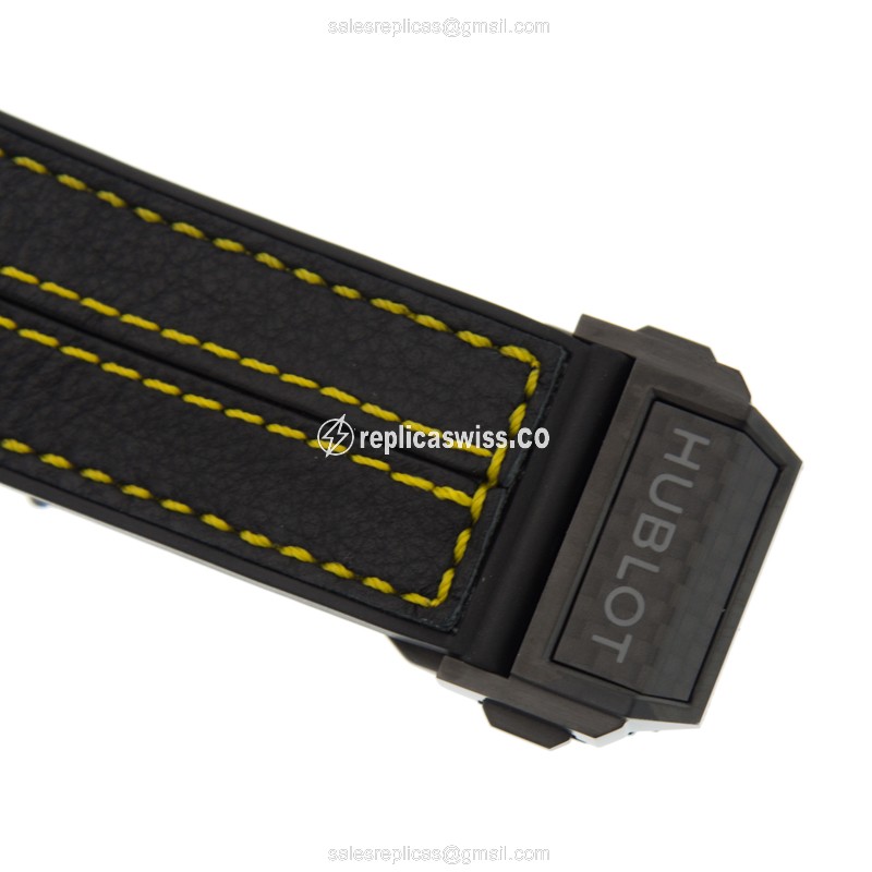 Hublot BIG BANG Replica - Automatic - Gray Dial - Ceramics Case - Black Cowhide Strap - View 4
