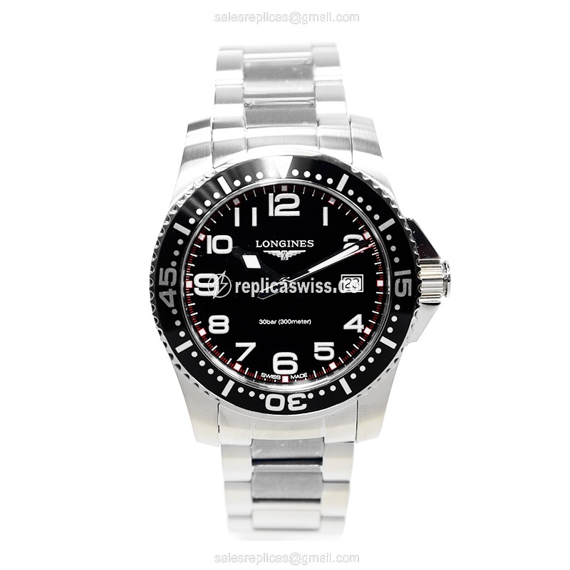 Longines CONQUEST Quartz - Black Dial, Steel Case, Silver Clasp - View 2