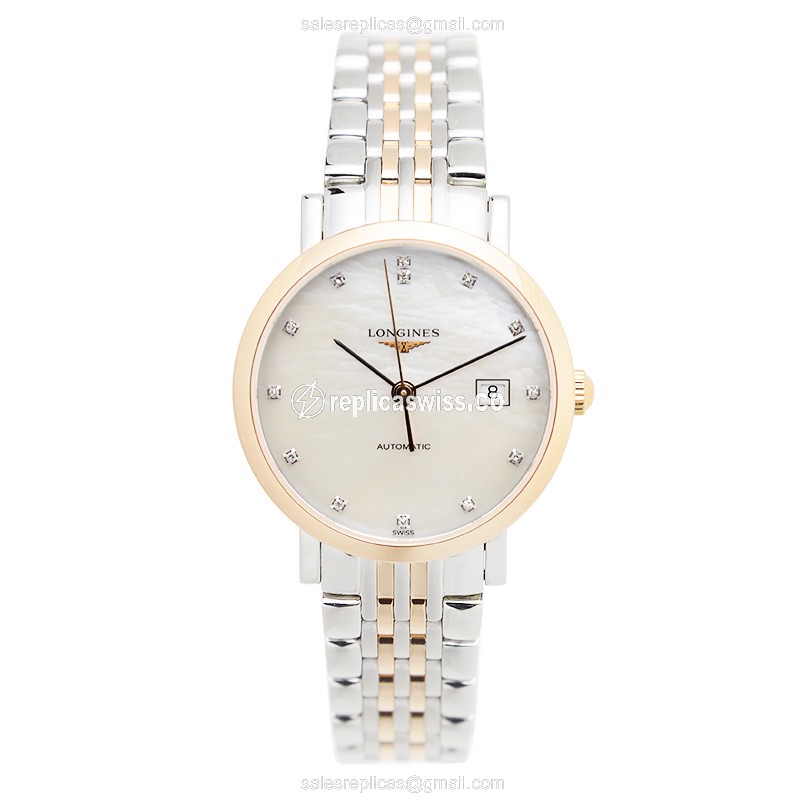Longines L4.310.5.87.7 Replica - Automatic - Rose Gold & Steel - White Dial - View 2