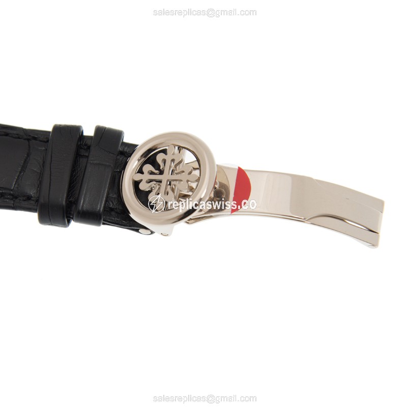 Patek Philippe 5396G-014 Replica - Automatic - 18kt Gold - Gray Dial - Black Alligator Strap - View 4