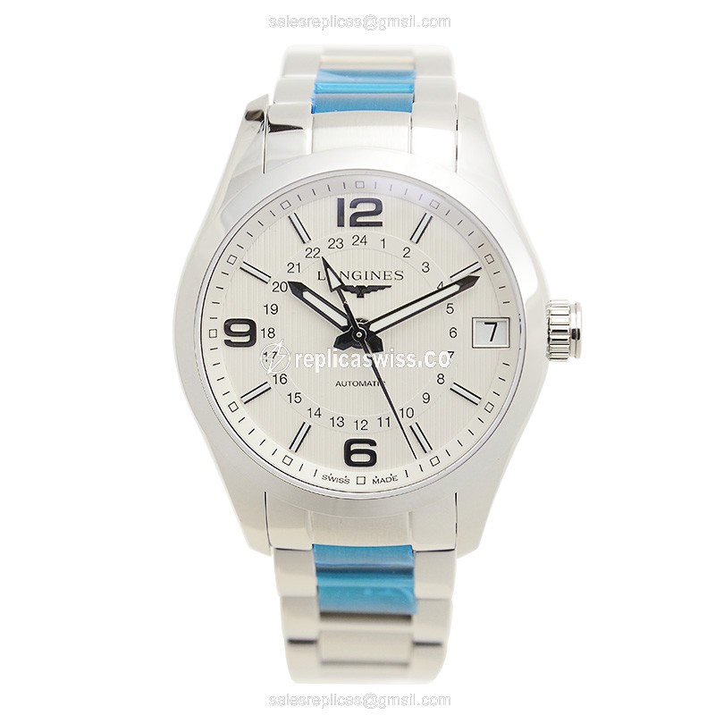 Longines CONQUEST Replica - Automatic - Silver Steel Case - Sapphire Crystal - Silver Strap - View 2