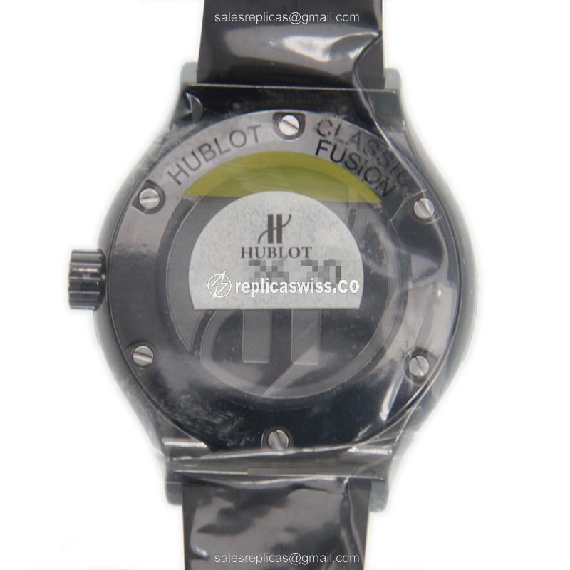 Hublot Classic Fusion Replica - Automatic - Black Dial - Ceramics Case - Black Rubber Strap - View 3
