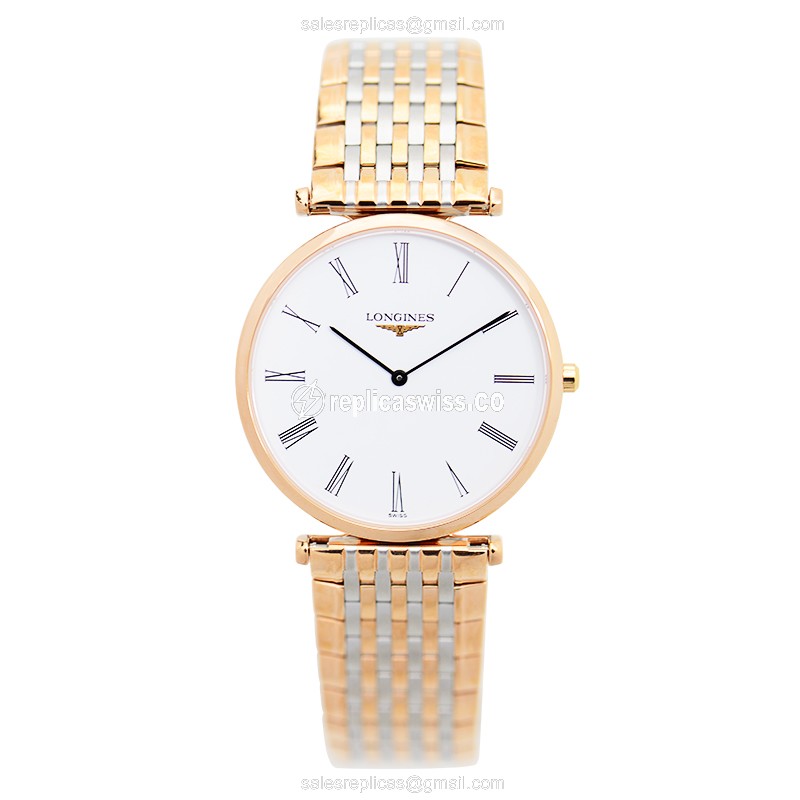 Longines L4.709.1.91.7 Replica - Quartz - Gold PVD Case - White Dial - View 2