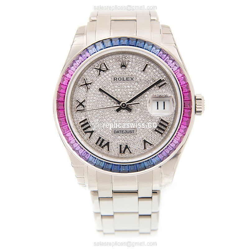Rolex Datejust Replica - Automatic - 18kt White Gold Case - Sapphire Crystal - Silver Dial - View 2