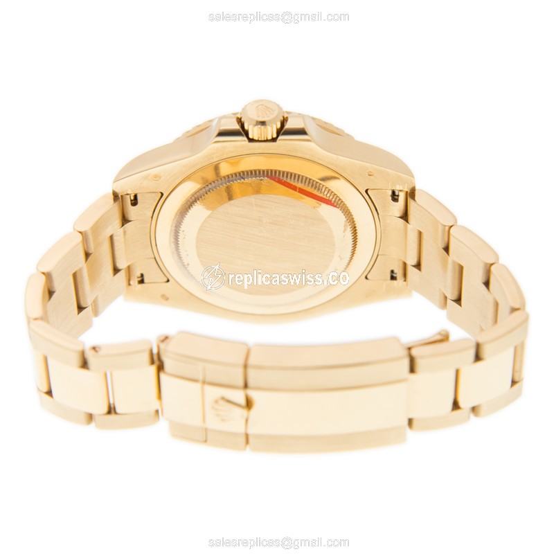 Rolex Daytona Replica - Automatic - 18kt Gold Case - Black Dial - Gold Alligator Strap - View 4
