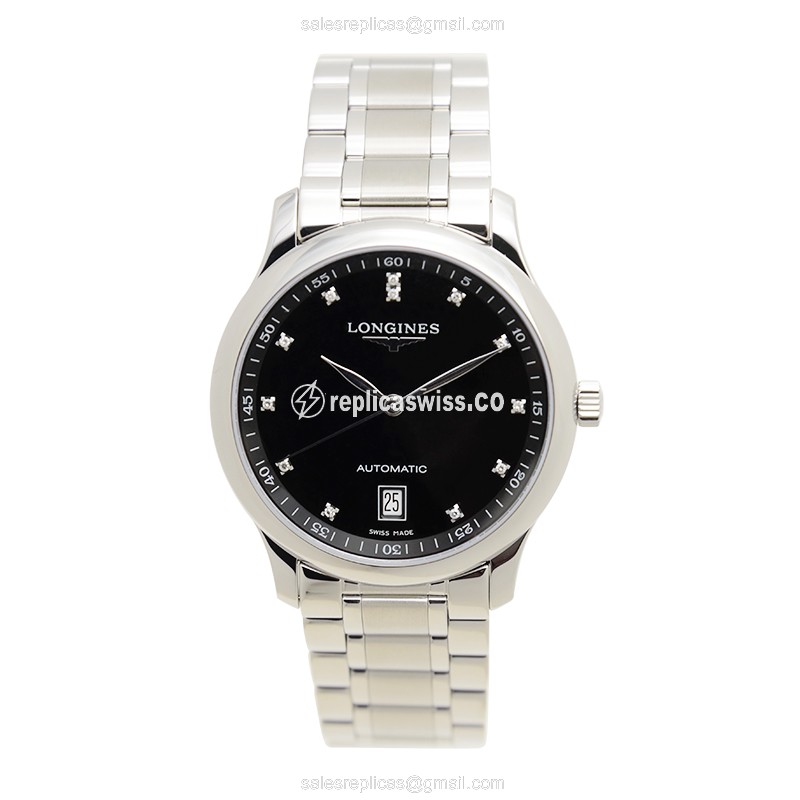 Longines L2.628.4.57.6 Replica - Automatic - Steel Case - Black Dial - Silver Steel Strap - View 2