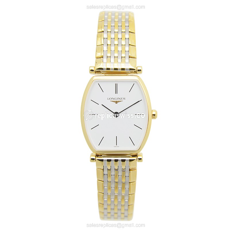 Longines LA GRANDE Replica - Quartz - Gold PVD Case - White Dial on Gold Strap - View 2