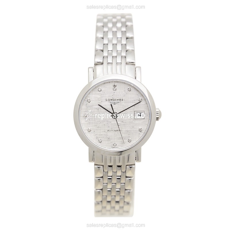 Longines L4.309.4.77.6 Replica - Automatic - Steel Case, Silver Dial on Silver Strap - View 2