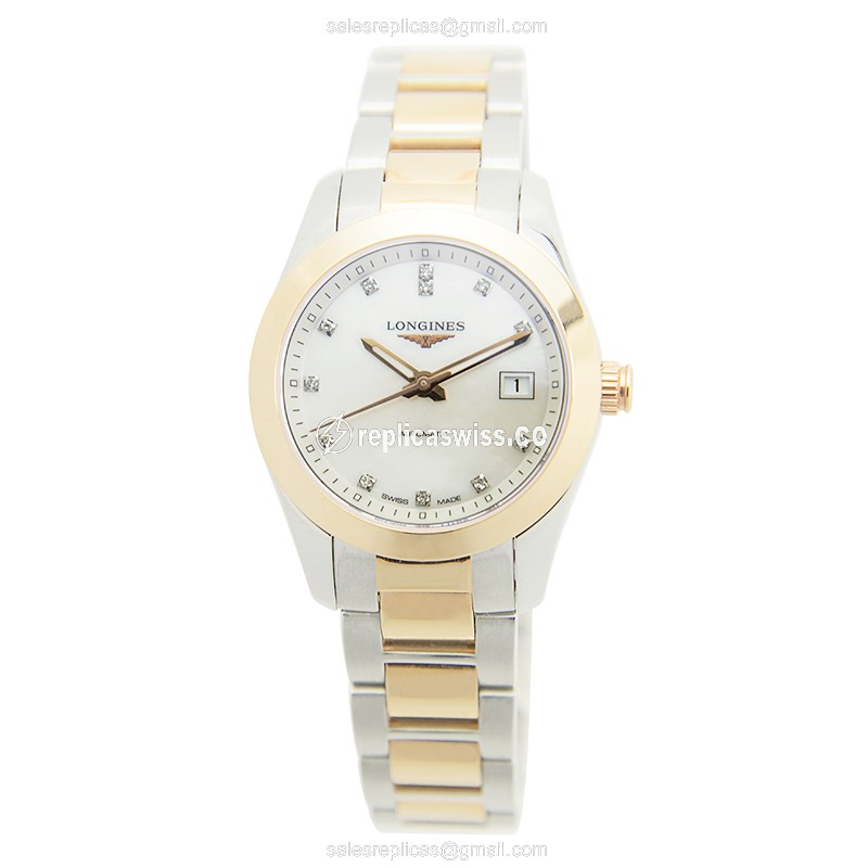 Longines Conquest Classic Replica - Automatic - 18kt Rose Gold & Steel - White Dial - View 2