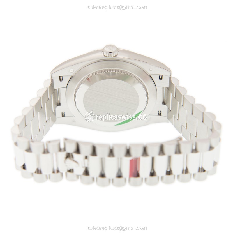 Rolex DAY-DATE Replica - Automatic | Platinum Case | Blue Dial | Silver Clasp - View 4