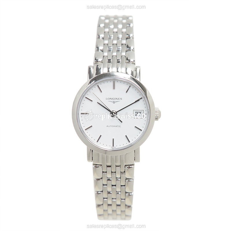 Longines L4.309.4.12.6 Replica - Automatic - Steel Case - White Dial, Silver Clasp - View 2