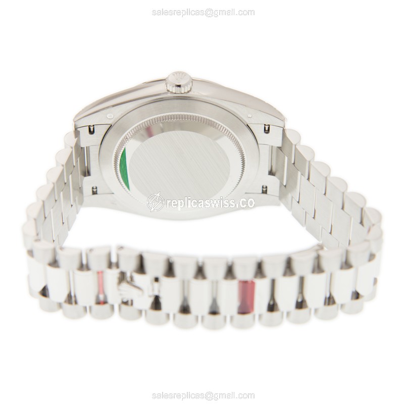 Rolex DAY-DATE Replica - Automatic - 950 Platinum Case - Blue Dial - Silver Steel Strap - View 4