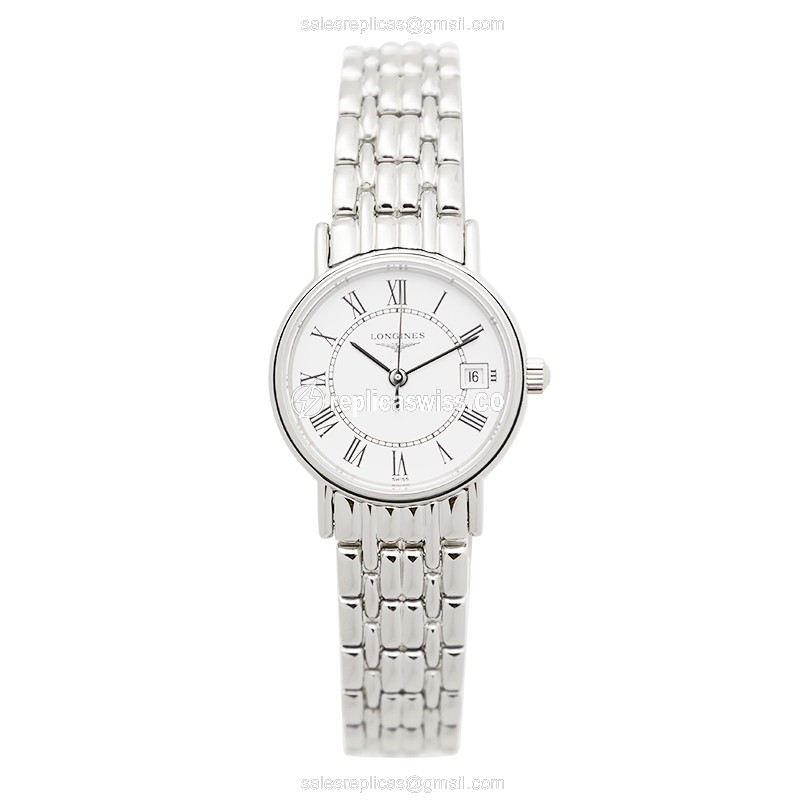 Longines Presence Replica - Quartz - Stainless Steel Case - White Dial, Silver Clasp - View 2