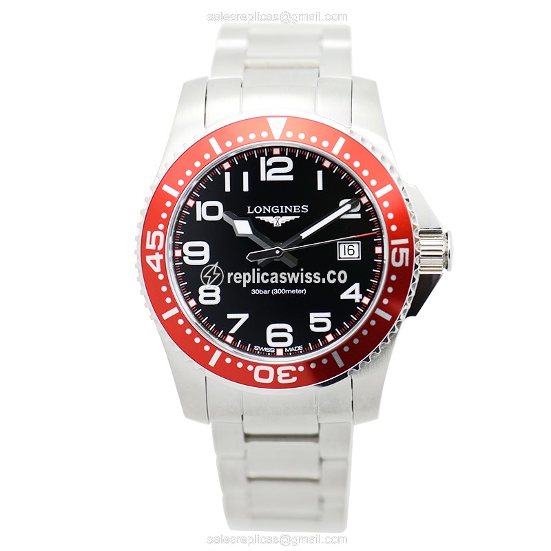 Longines CONQUEST Replica - Quartz - Black Dial, Steel Case - Silver Strap - View 2
