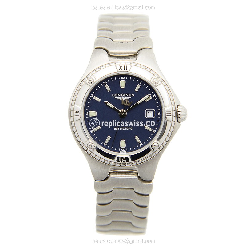 Longines MODELO Quartz - Steel Case - Blue Dial - Silver Clasp, Steel Strap - View 2