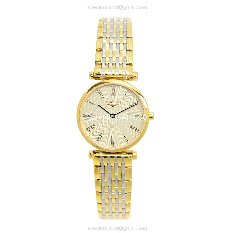 Longines LA GRANDE Quartz - PVD Gold Case, Gold Dial | Gold Clasp - View 2