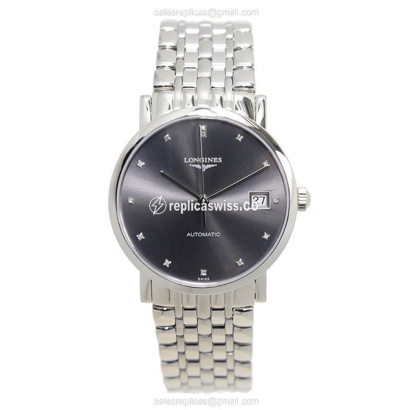 Longines L4.809.4.78.6 Replica - Automatic - Grey Dial on Steel Strap - View 2