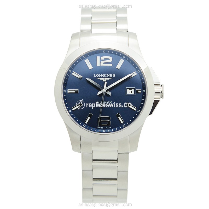 Longines CONQUEST Replica | Automatic | Blue Dial | Steel Case | Silver Clasp - View 2