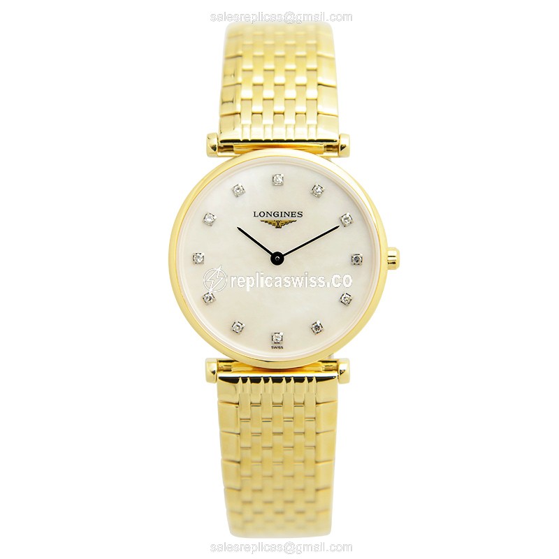 Longines L4.512.2.87.8 Replica - Quartz - Gold-Plated Case - White Dial - View 2