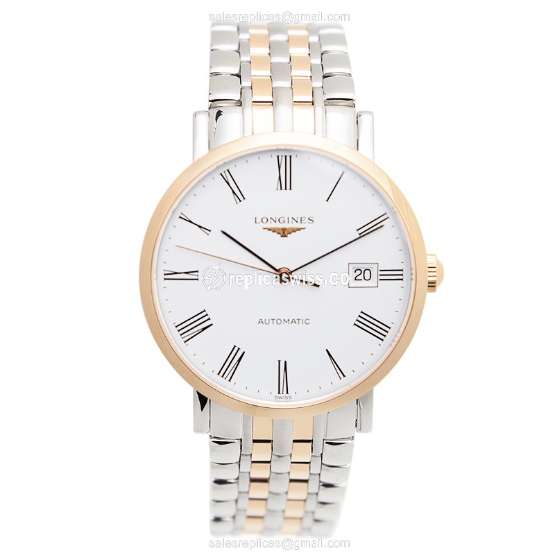 Longines Elegant Replica - Automatic - 18kt Rose Gold & Steel - White Dial - View 2