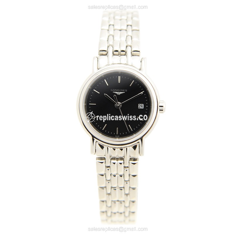 Longines Presence Replica - Automatic - Black Dial - Silver Steel Strap - View 2