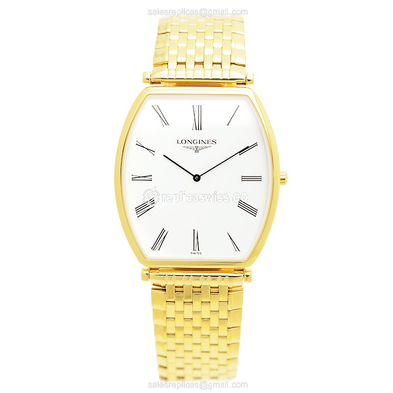 Longines LA GRANDE Quartz Gold-Plated Steel - White Dial Gold Clasp Gold Strap - View 2