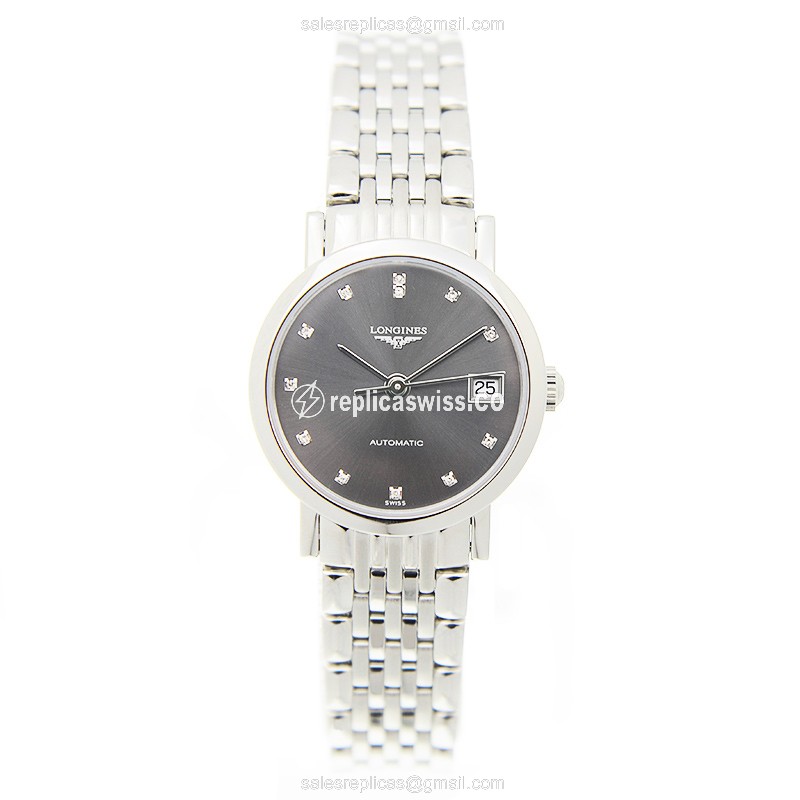Longines L4.309.4.78.6 Replica - Automatic - Black Dial, Silver Steel Clasp - View 2