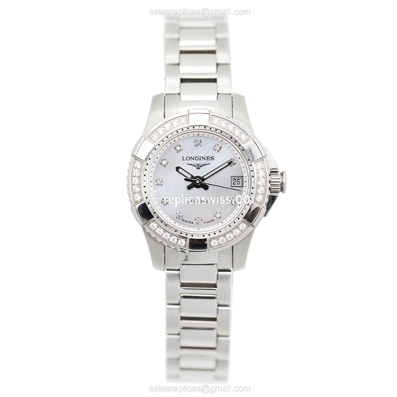 Longines CONQUEST Quartz - Silver Dial - Stainless Steel Case - Silver Strap - View 2