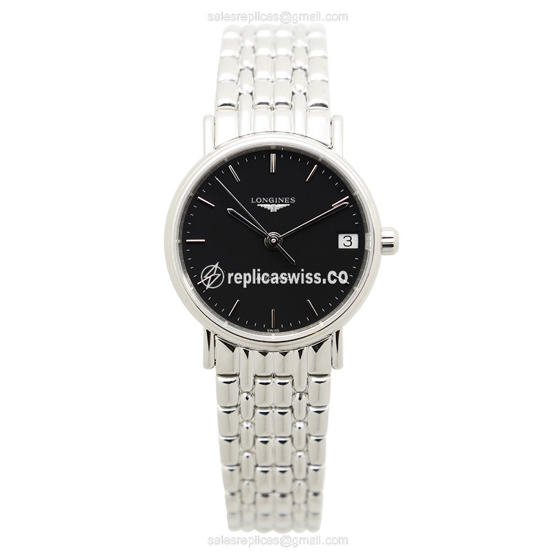 Longines Presence Replica - Automatic - Steel Case - Black Dial - Silver Strap - View 2