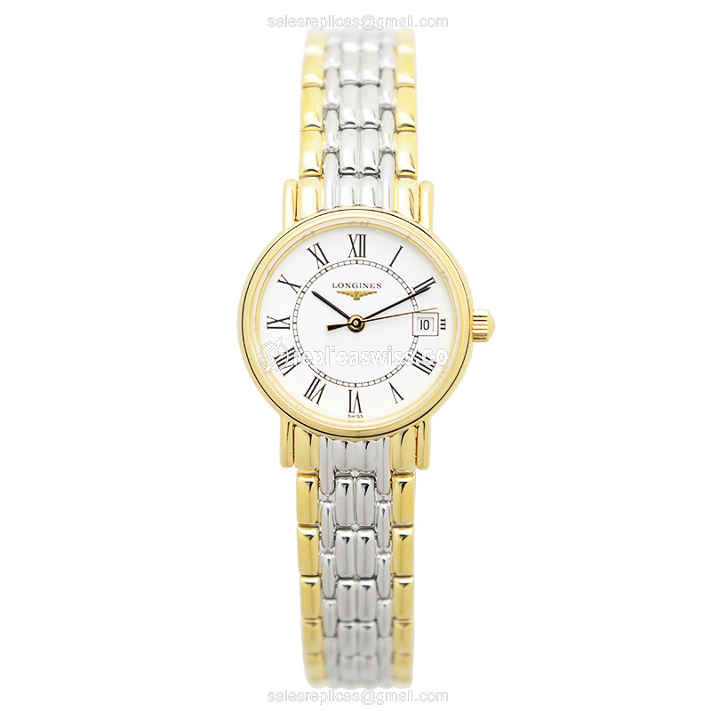 Longines Presence Replica - Quartz - Gold-Plated Case - White Dial, Silver Strap - View 2