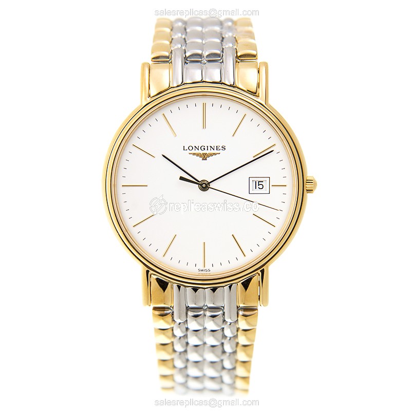 Longines Presence Replica - Quartz - Gold-Plated Case - White Dial - View 2