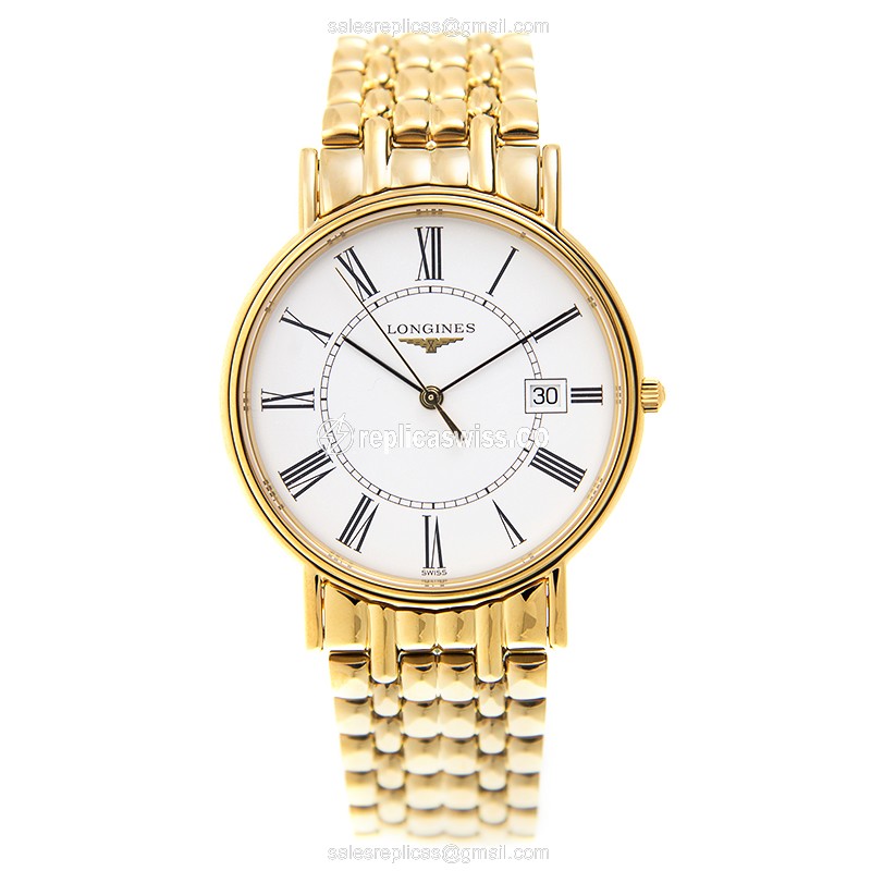 Longines Presence Replica - Quartz - Gold-Plated Case - White Dial - View 2