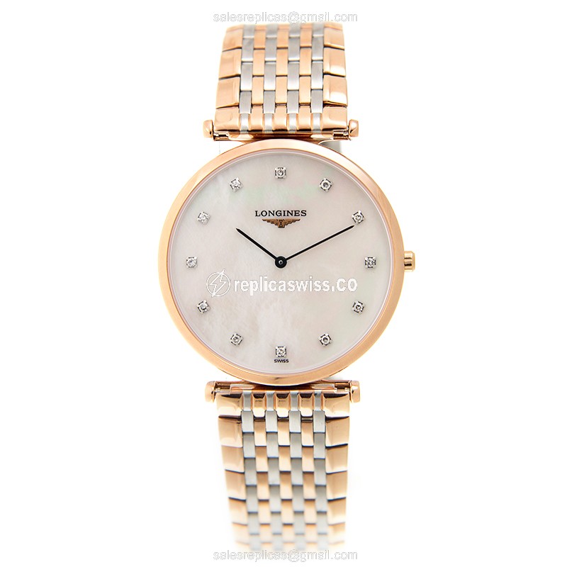 Longines LA GRANDE Replica - Quartz - 18kt Rose Gold Case - White Dial - View 2