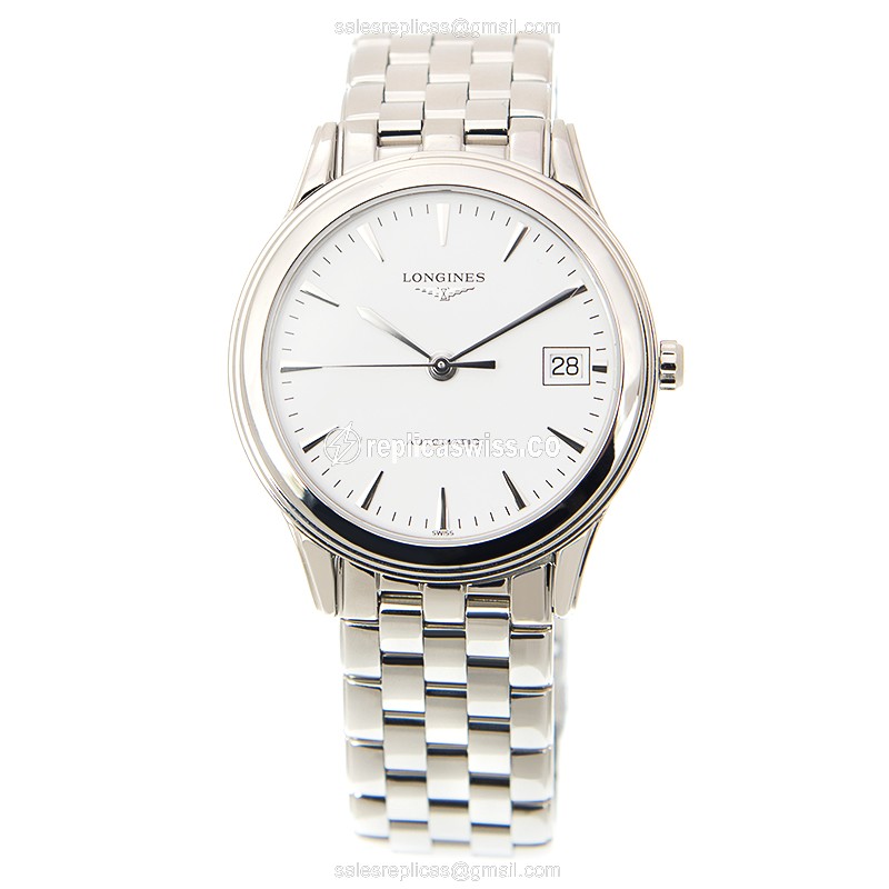 Longines L4.774.4.12.6 Flagship - Automatic - Steel Case, White Dial, Silver Clasp - View 2