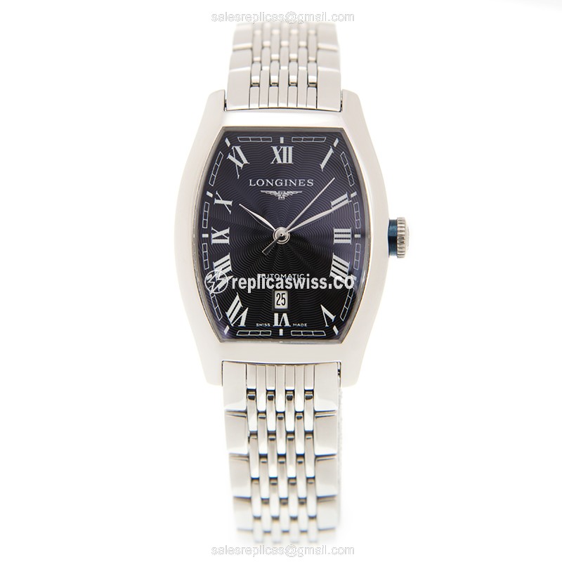 Longines EVIDENZA Replica - Automatic - Black Dial on Silver Steel Strap - View 2