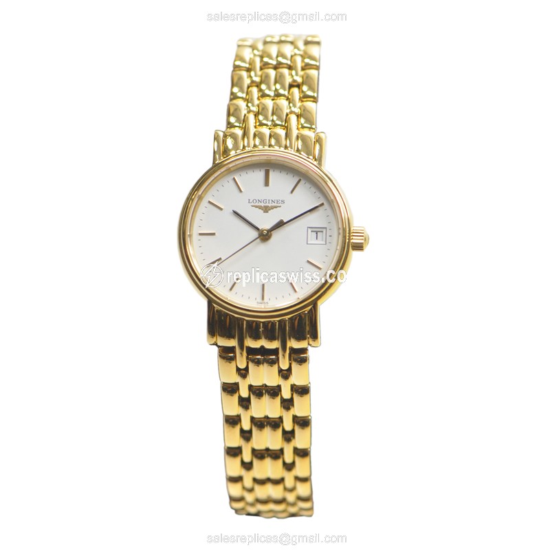 Longines PRESENCE Replica - Quartz - Gold-Plated Case - White Dial - View 2