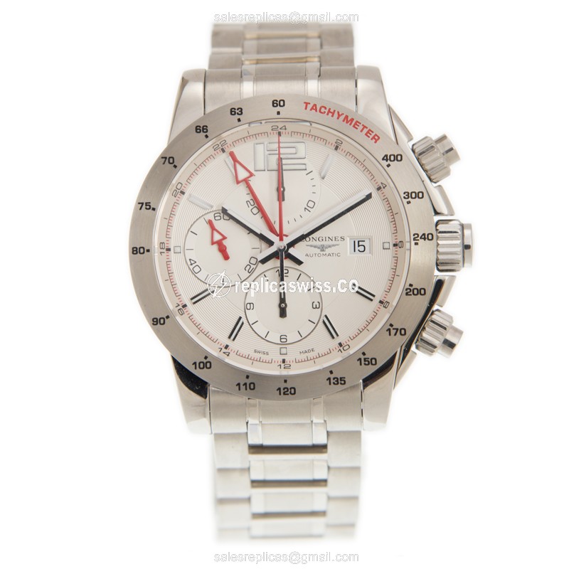 Longines Conquest Replica - Automatic - Stainless Steel Case - White Dial, Silver Clasp & Steel Strap - View 2